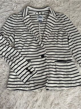 Old Navy Cream and Black Striped Blazer